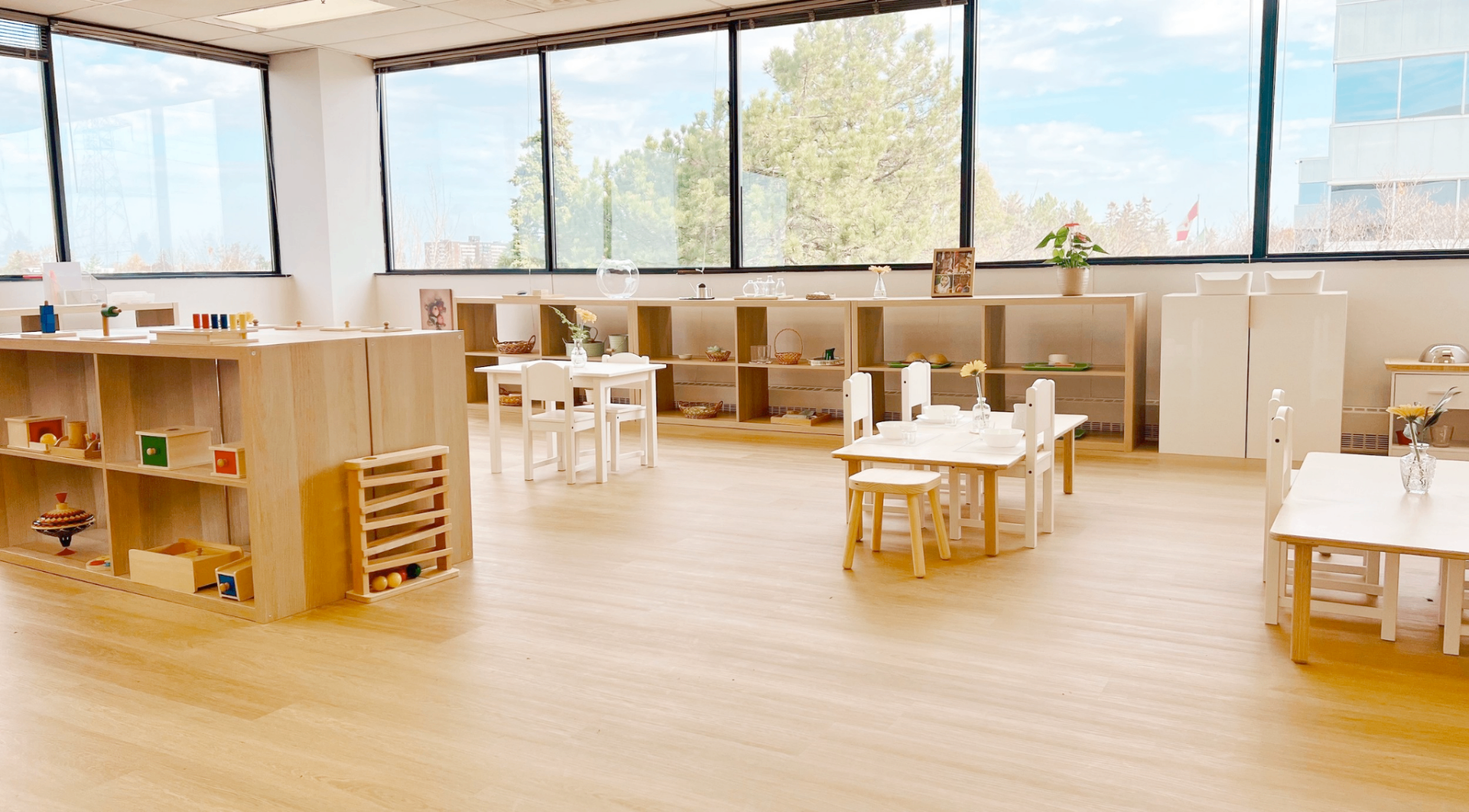 A bright, prepared Montessori classroom at IMA